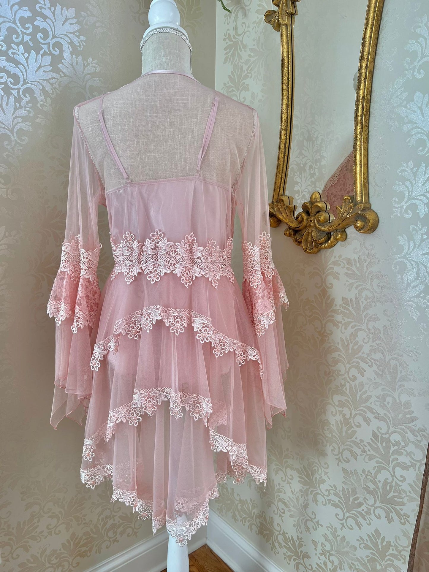 3 pieces pink elegant sleepwear