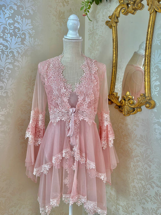 3 pieces pink elegant sleepwear