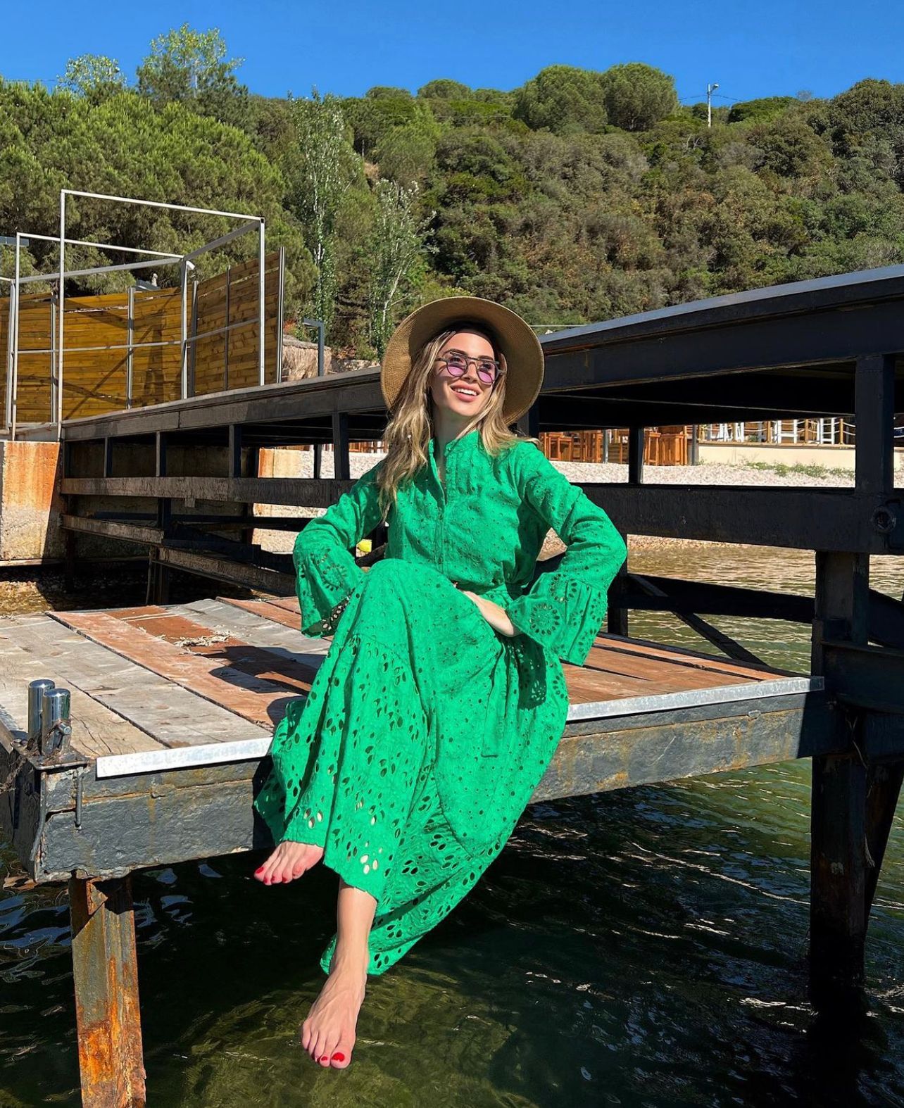 Green summer long dress