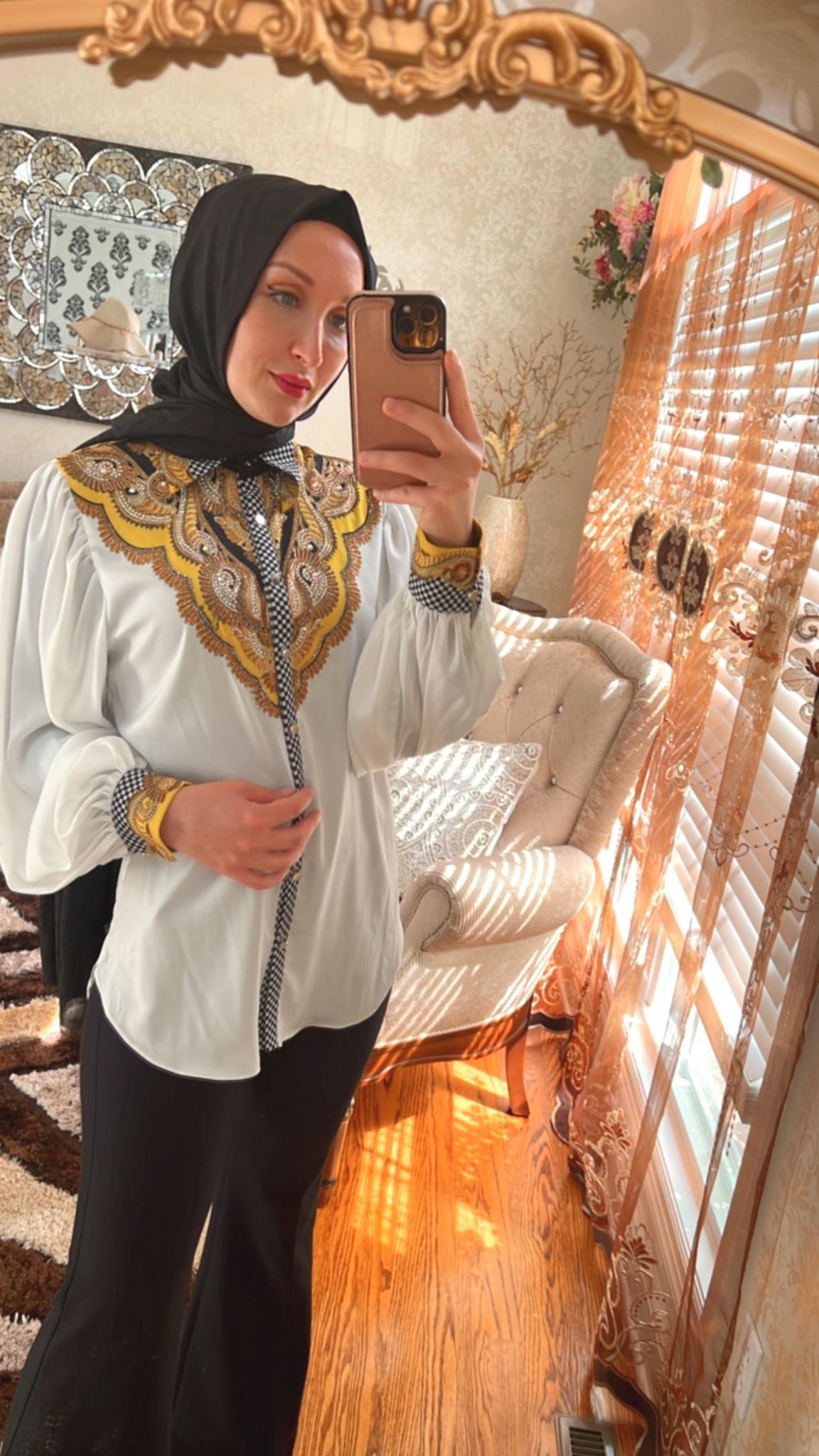 Black and gold elegant blouse